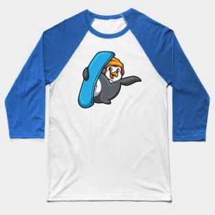 Penguin at Snowboarding with Snowboard and Hat Baseball T-Shirt